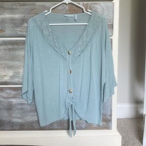 LUQ Elayne Lace Detail Tie Front Top